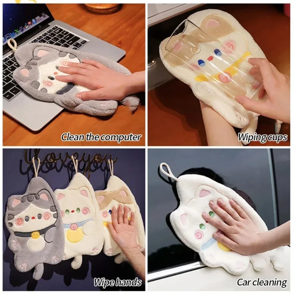 Home Bathroom Cleaning - 귀여운 고양이 손수건 빠른 건조 주방