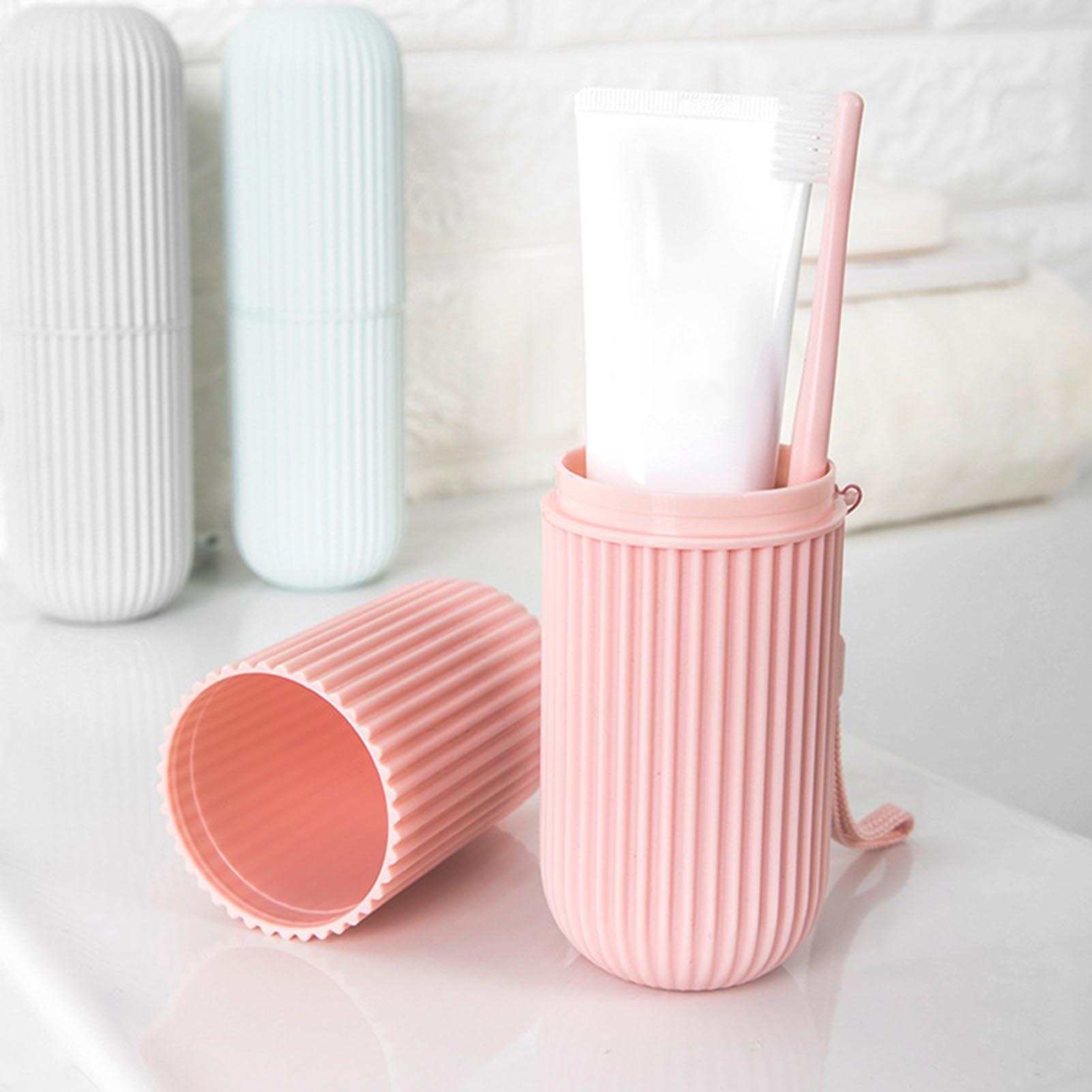 Home Goods Bathroom Storage - 핑크 빈 여행 휴대용 칫솔 컵