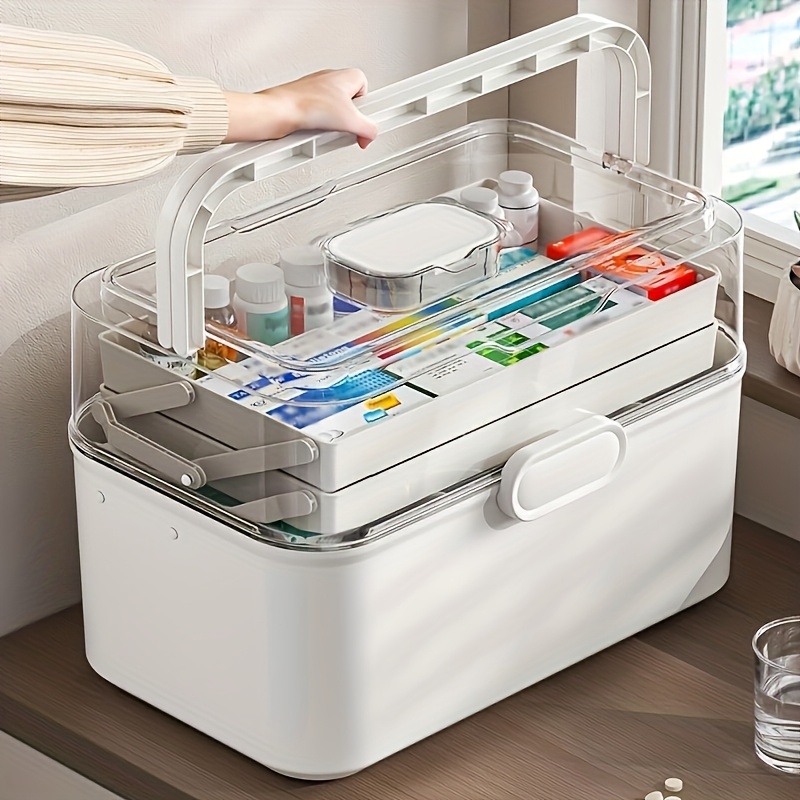 Home Goods Bathroom Storage - 대용량 투명 뚜껑 약 보관함/배급함 -