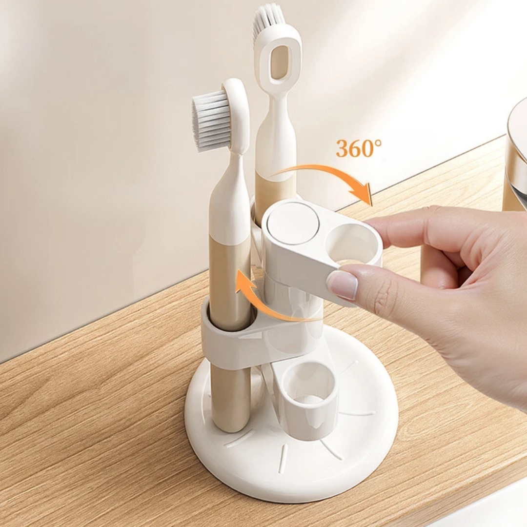 1pcs 회전 칫솔 홀더 데스크탑 칫솔 스탠드 주최자  - Home Goods Bathroom Storage 리뷰 및 가격
