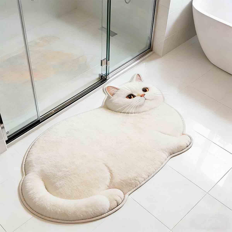 VIKAMA 현실적인 3D 푹신한 뚱뚱한 검은 고양이  - Home Bathroom Carpet 리뷰 및 가격