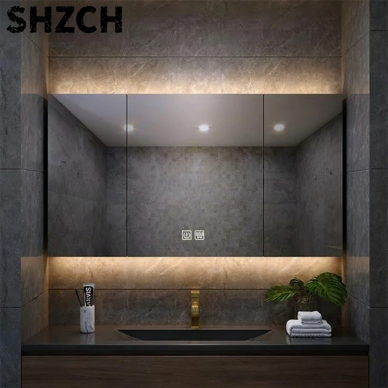 현대적인 두꺼운 욕실 거울과 통합형 스마트 수납장이 있 - Bathroom Cabinet Mirror 리뷰 및 가격