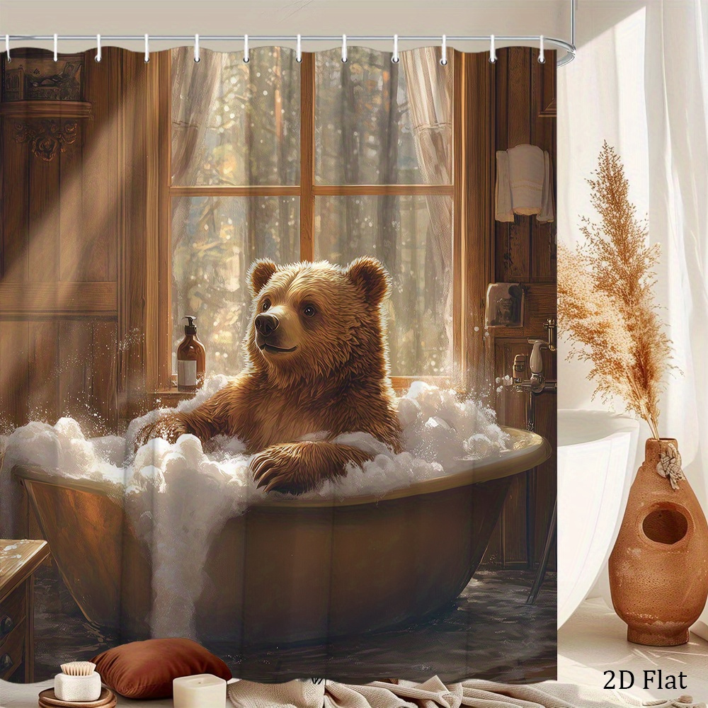 욕조에 목욕을 하고 있는 재미있는 갈색 곰이 그려진 곰 - Home Bathroom Tub 리뷰 및 가격