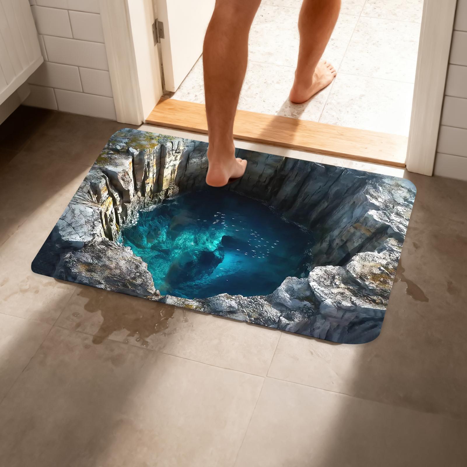 3D 착시 효과 홀 러그 미끄럼 방지 카펫 간편 청소  - Home Bathroom Carpet 리뷰 및 가격